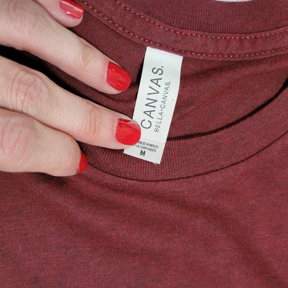 Catch Flights Not Feelings Burgundy Short Sleeve T-Shirt Women's Medium 912 - Picture 6 of 6